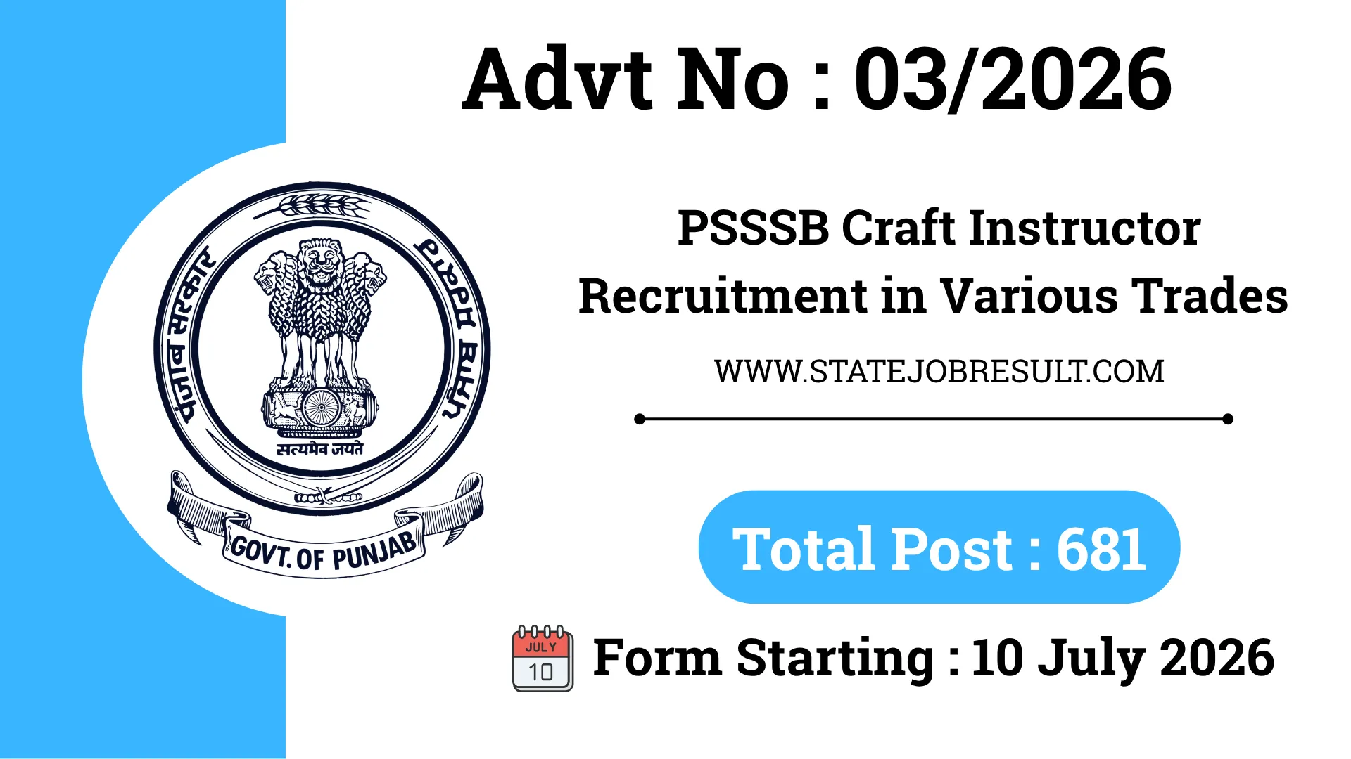PSSSB Craft Instructor Recruitment 2026