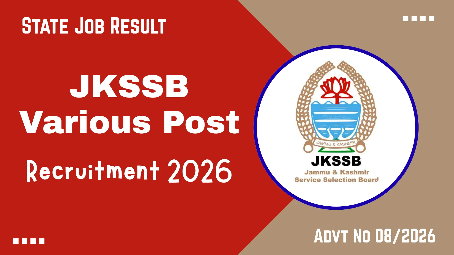 JKSSB Various Posts Recruitment 2026