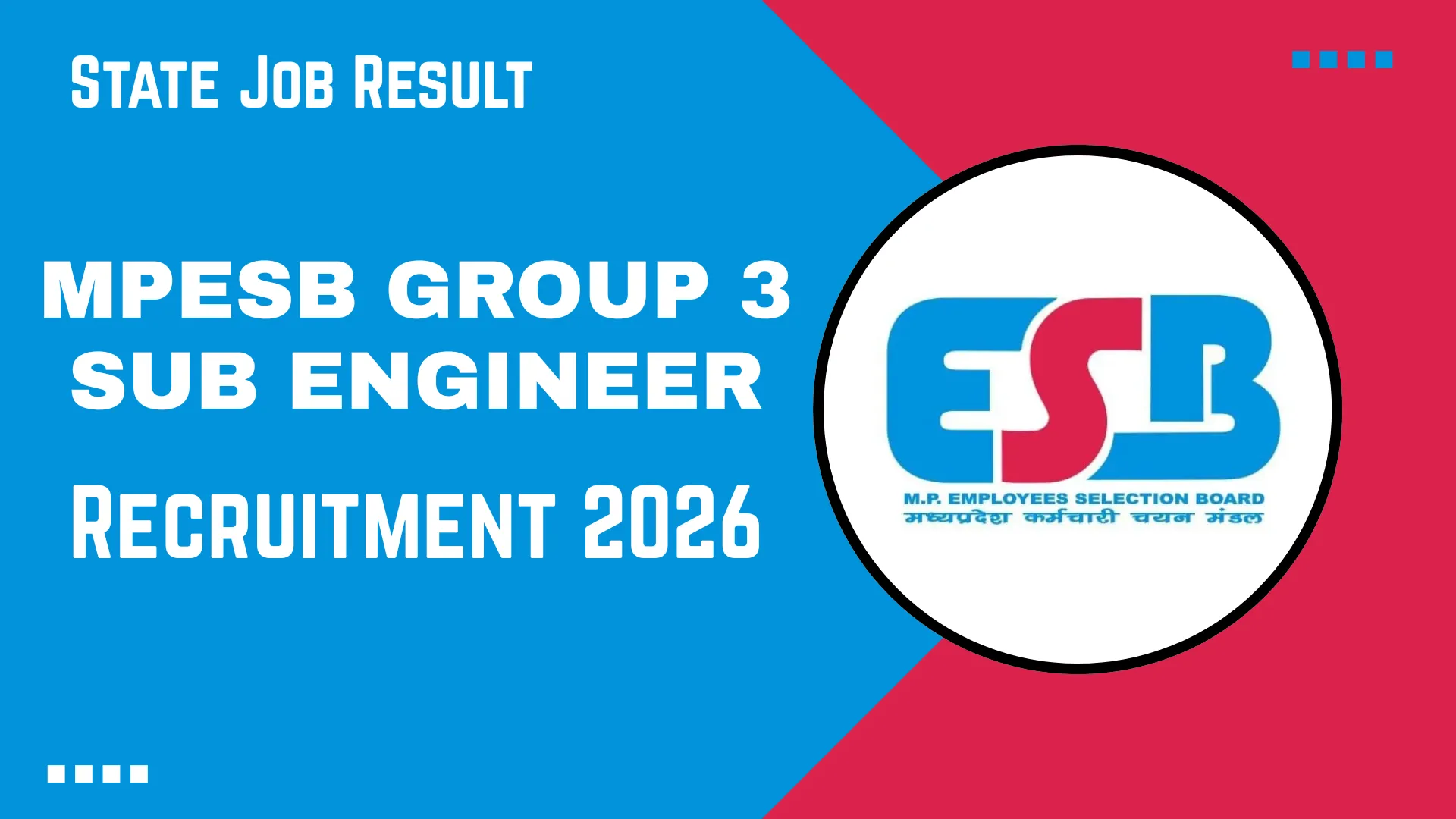 MPESB Group-3 Sub Engineer Recruitment 2026